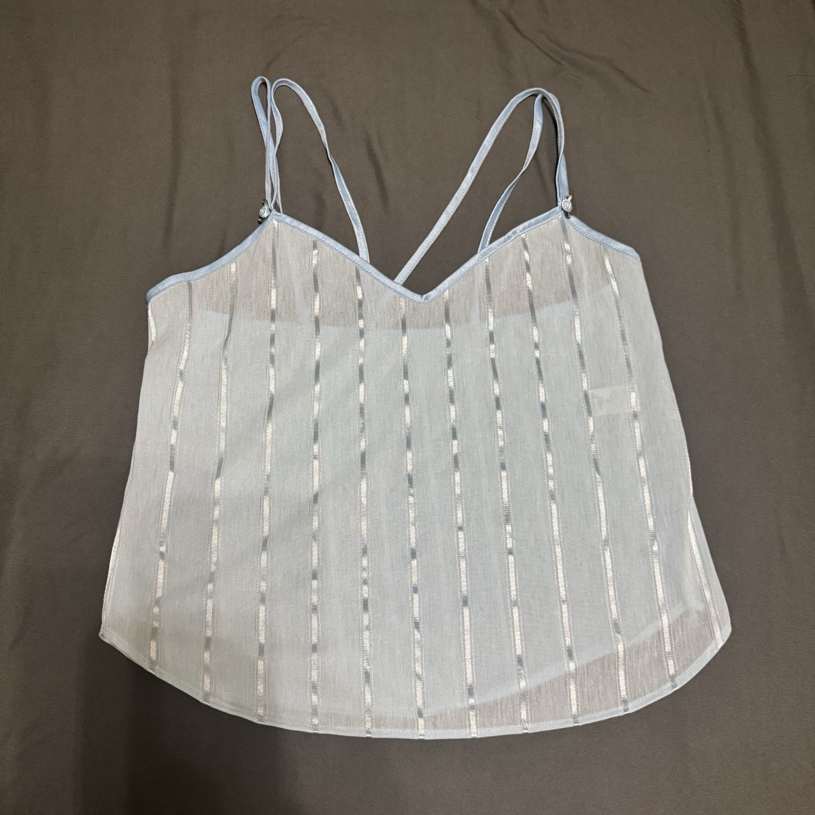 VTG Y2K Baby Blue Petra Fashions Strappy Camisole Sleepwear Intimate Top Medium