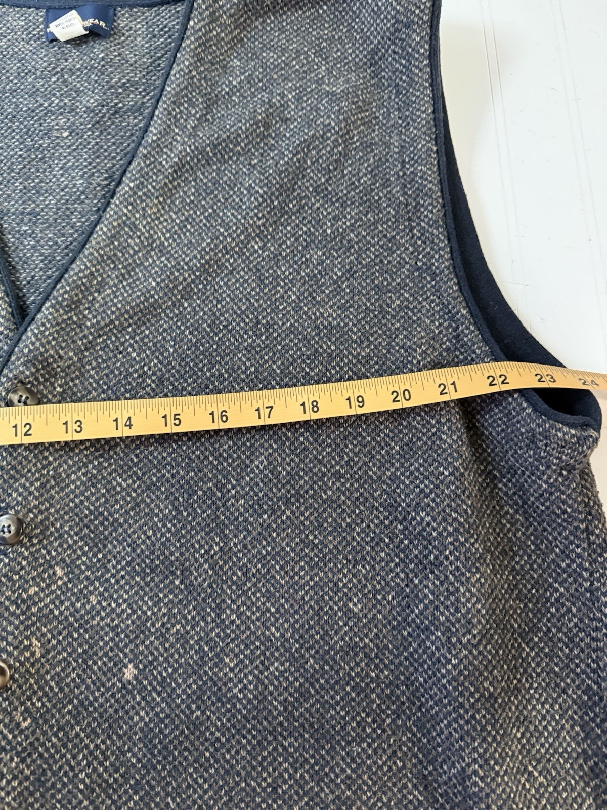 Vintage Sweater Vest Button Front Cotton Weatherware 2X USA Baggy Grandpa