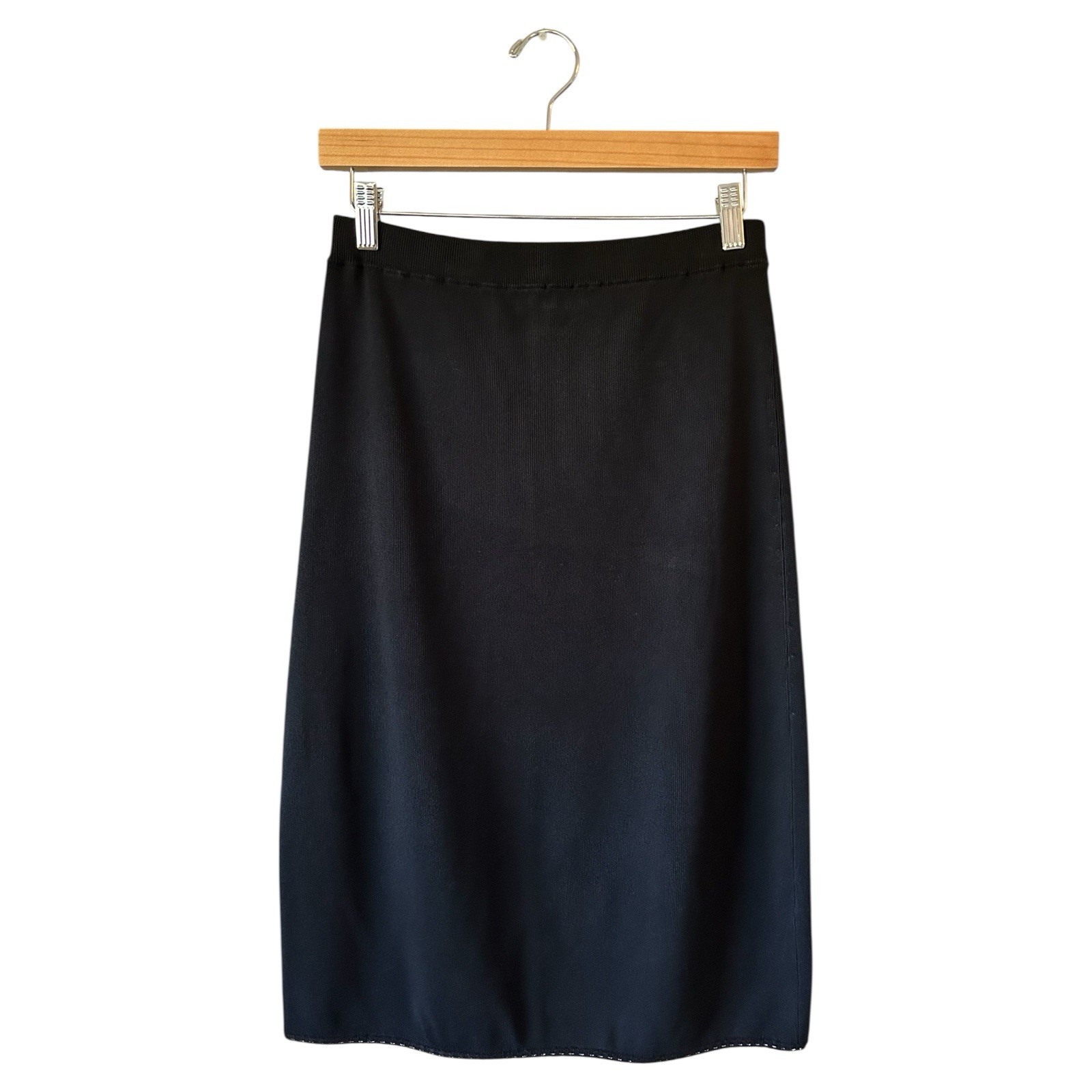 Vintage AL VIZZI Pret-A-Porter Black Jersey Knit Straight Skirt Medium Rare Find