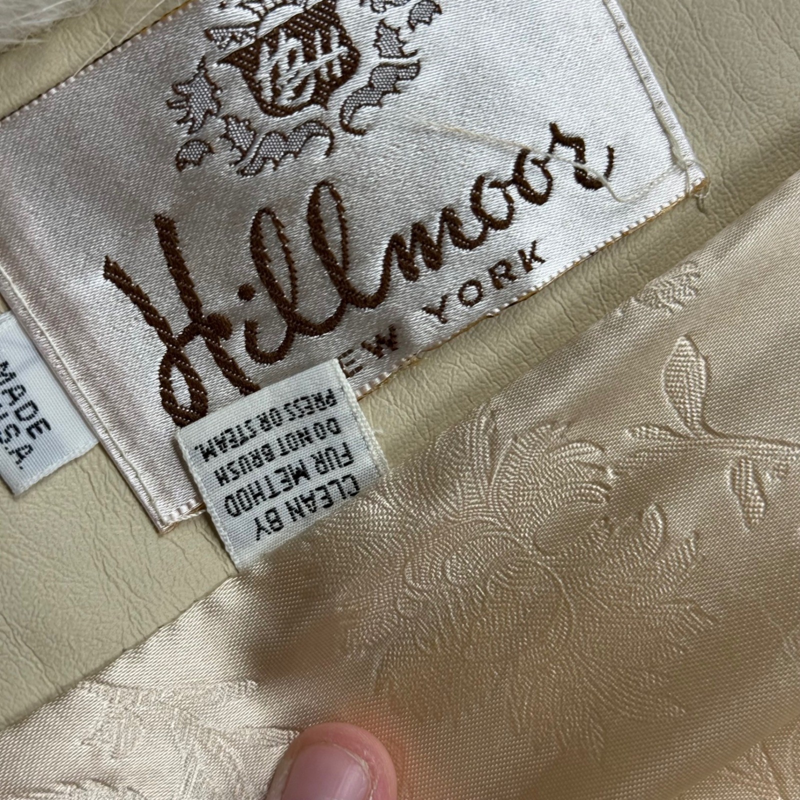 VTG Hillmoor New York Faux Fur Coat Cream Union Made in USA Mid Length Coat USA