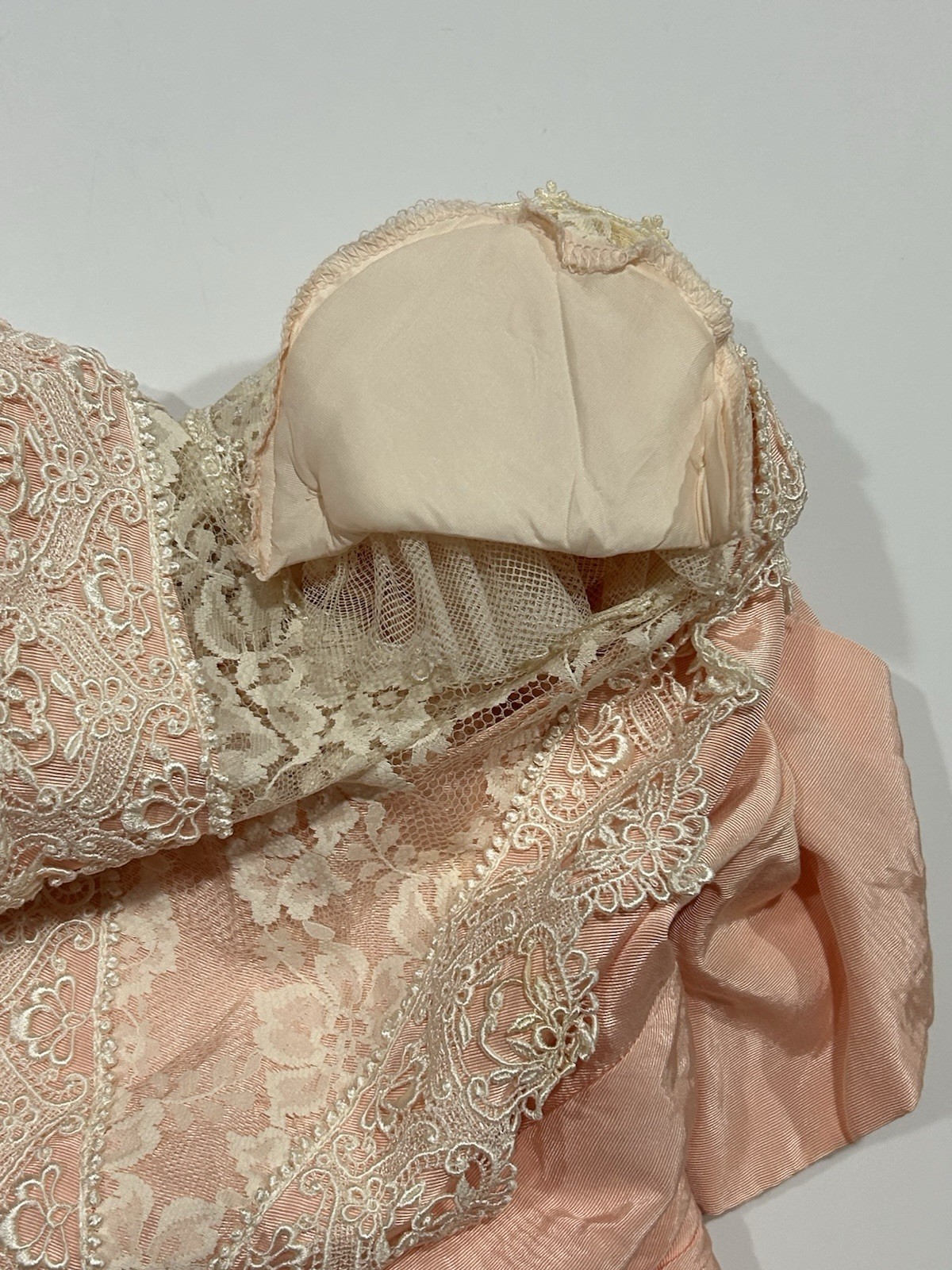 Vtg Scott McClintock Taffeta Lace Tea Dress Prom Victorian Peach Sz 14 FlawsREAD