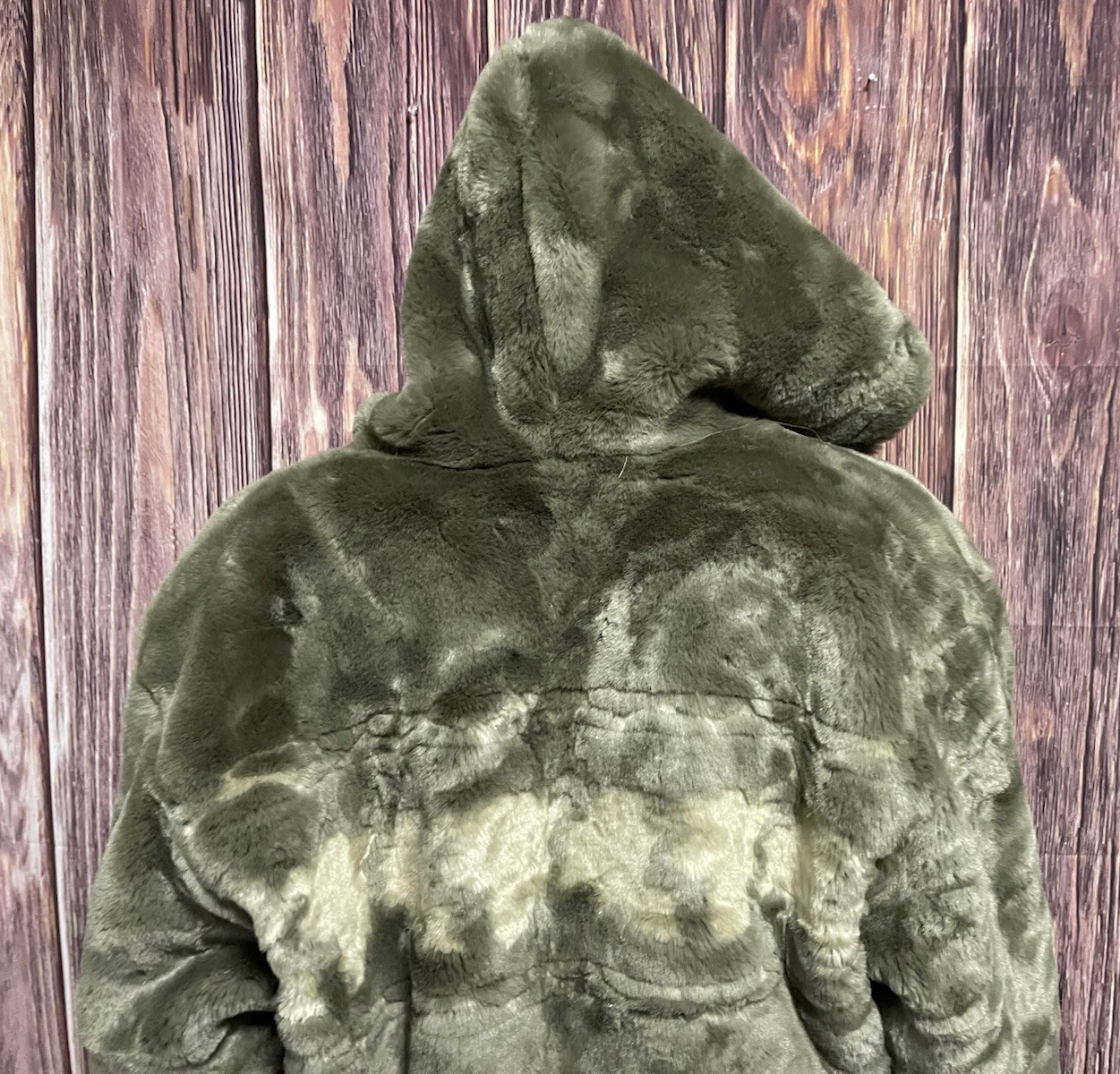 VTG Woolrich Womens Plush Grey „Tumbleweed Leaves” Jacket Hooded Sz M
