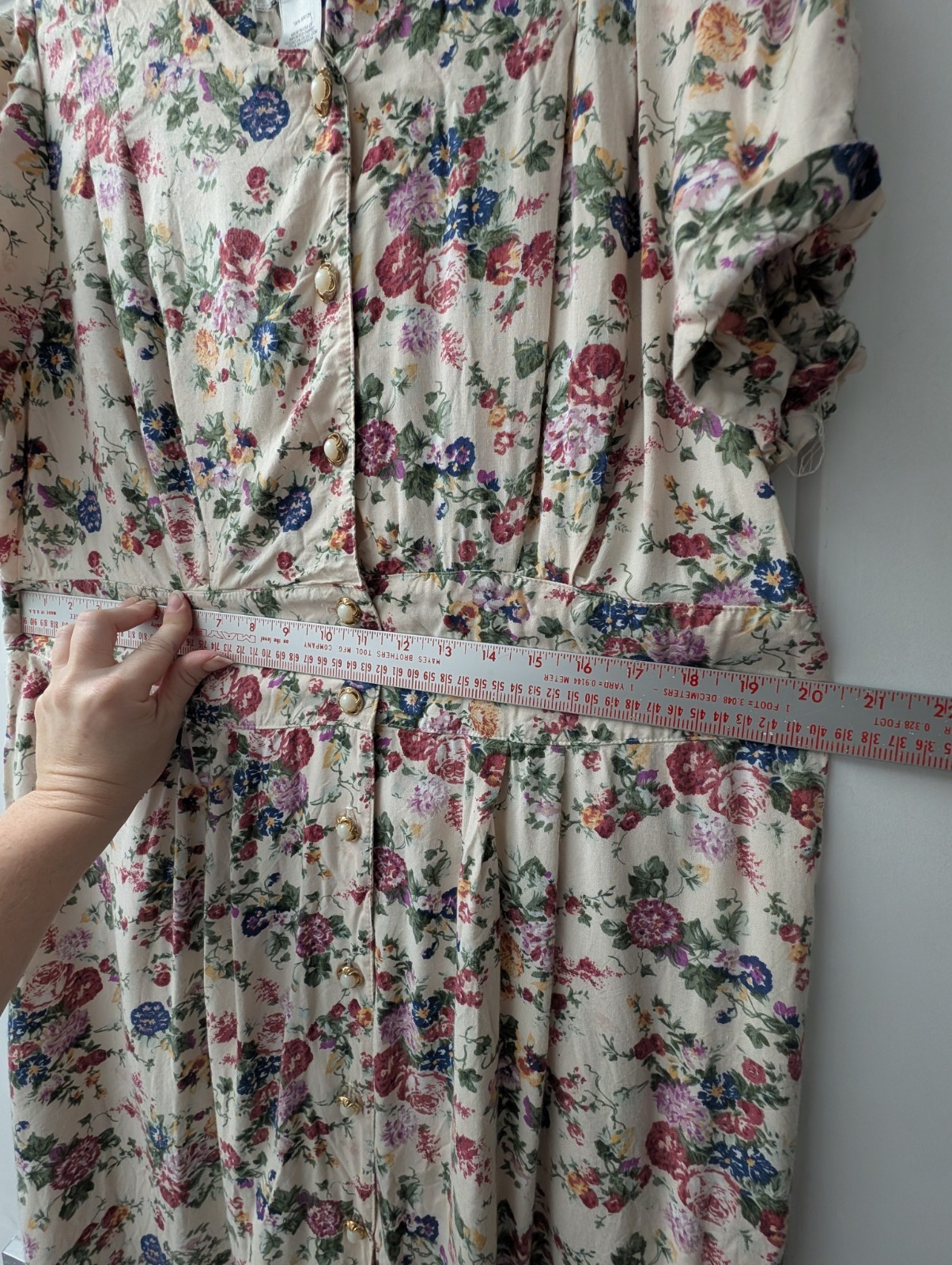 Vintage Floral Dress Buttons 1980’s 1940’s Size 12 Wartime Lindyhop Medium Large