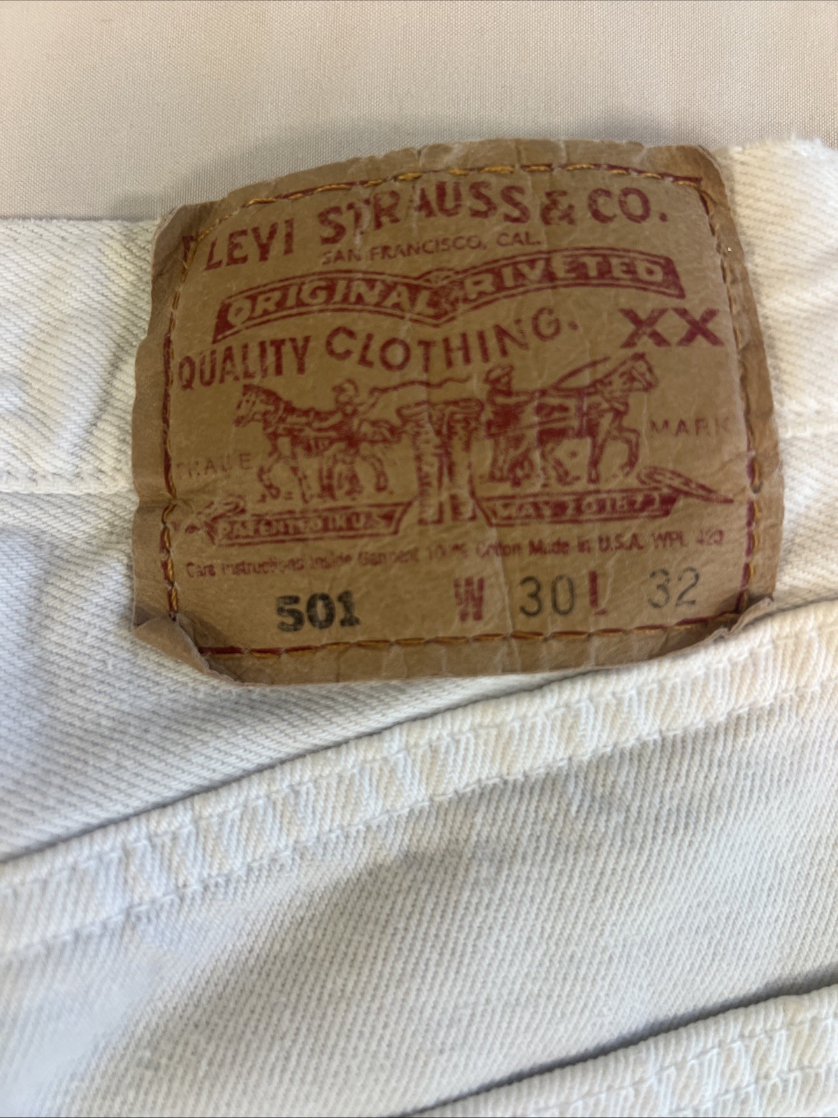 Women’s Levi’s 501 Jeans, Button Fly, White Denim And Made In The USA!!!