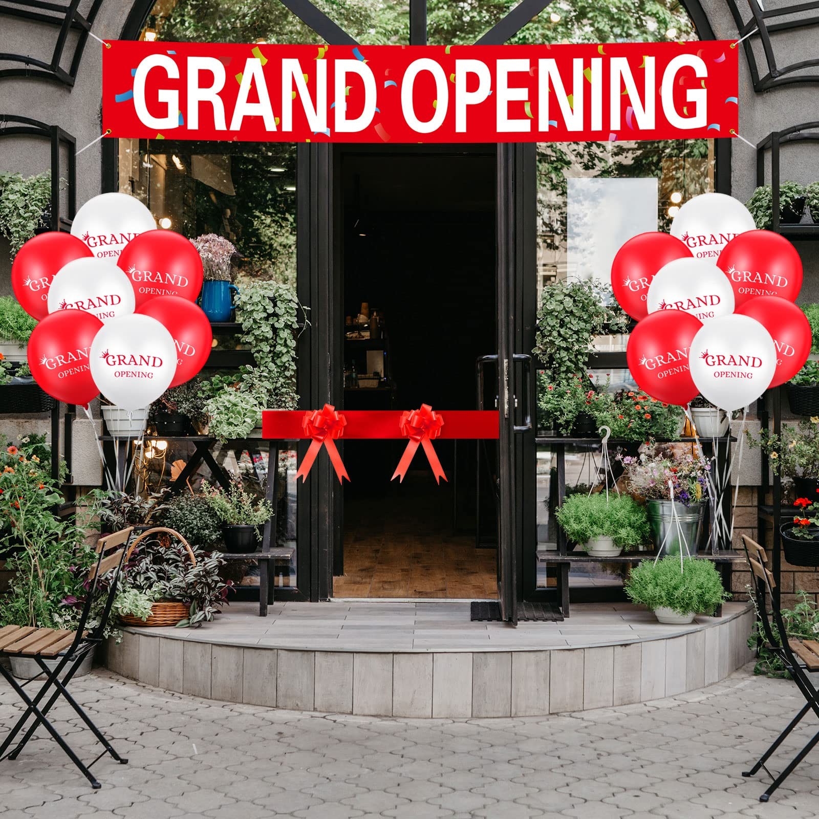Grand Opening Ceremony Kit, Banner, Balloons, Scissors, Ribbon, Bows