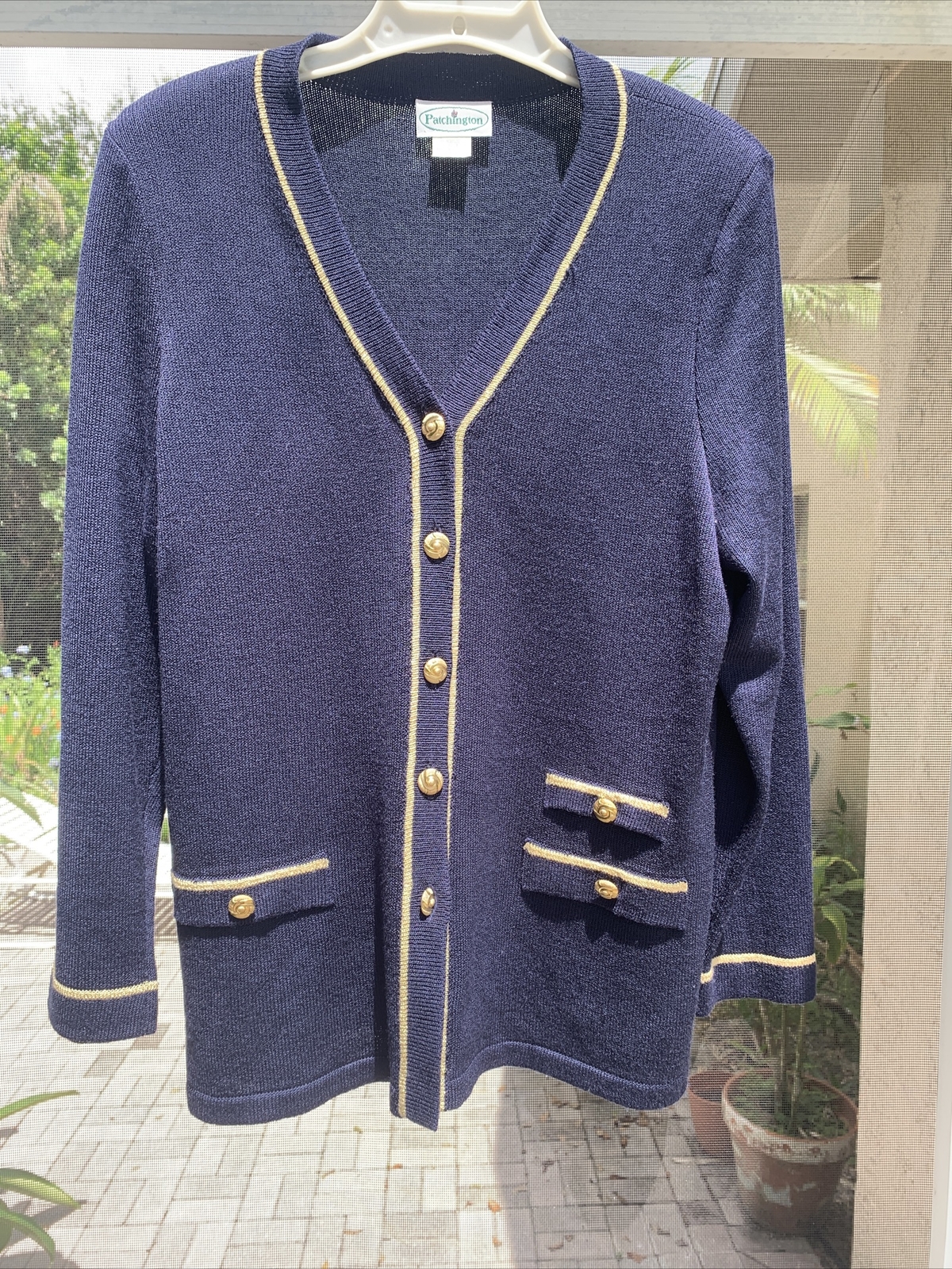 Patchington Vintage Women’s Navy button Up Sailor Look cardigan Size M