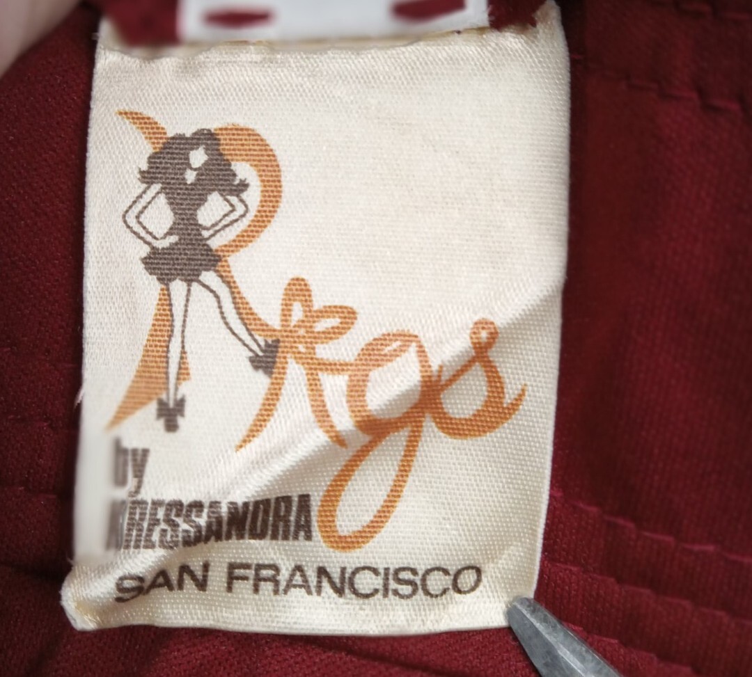 1980s Rags By Kressandra Vintage Wine Red Long Sleeve dress Size 7 Womens Strap