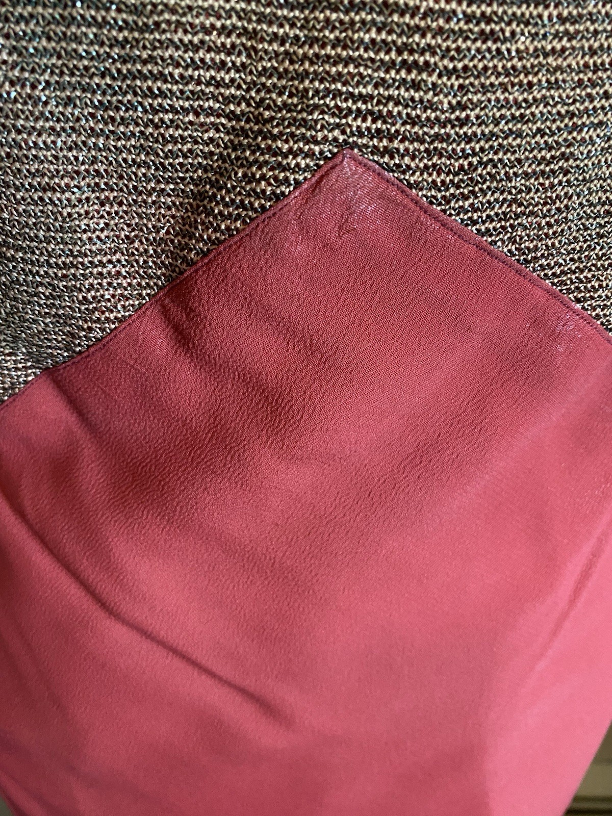 Vintage 1930s Bias Cut Red Rayon Crepe Woven Metallic Knit Evening Gown Dress