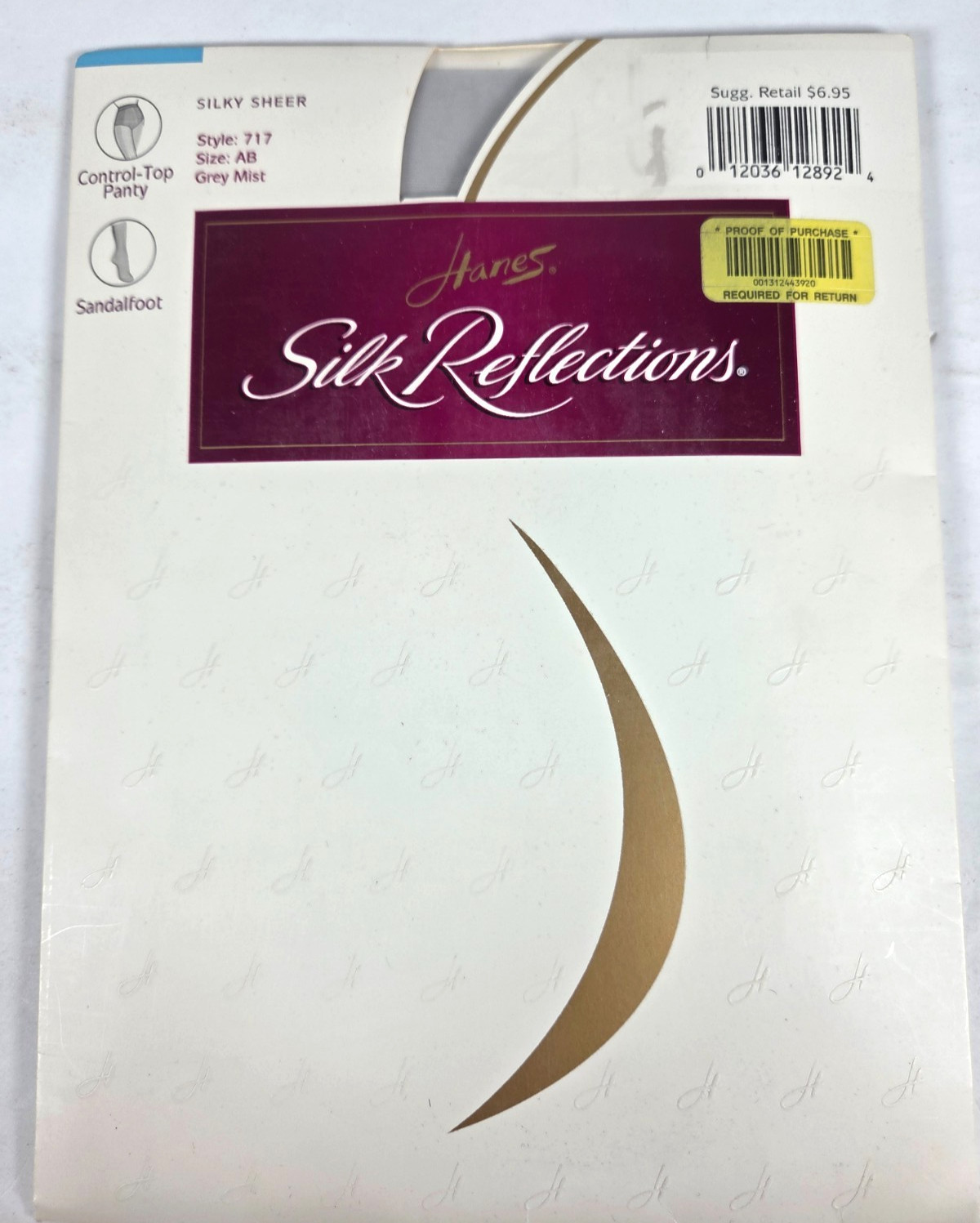 Hanes Silk Reflection Sheer Pantyhose Sz AB Grey Mist CT Sandlefoot Style #717