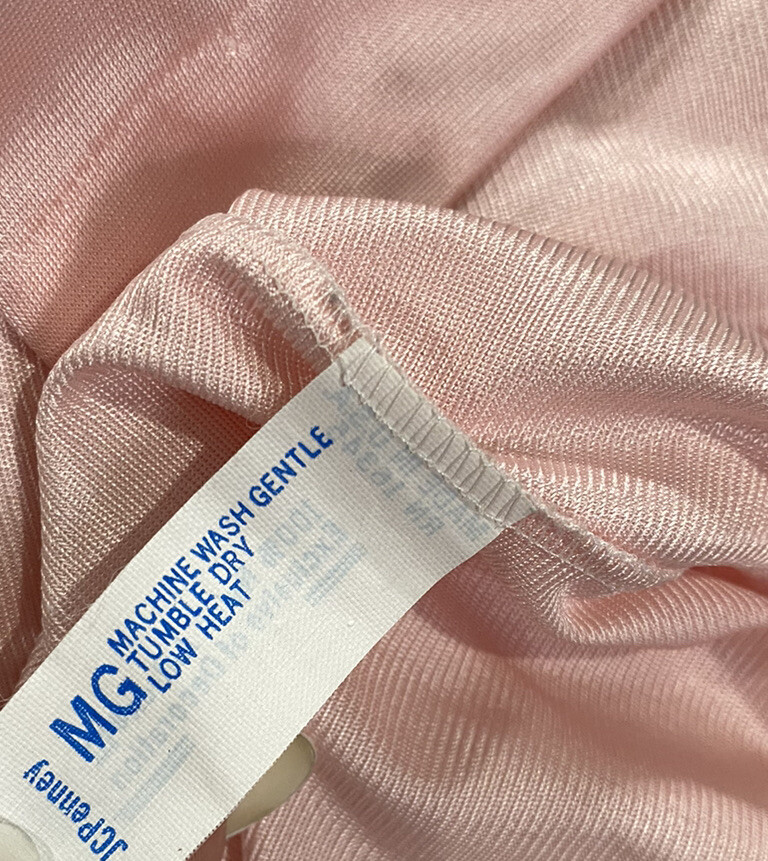 VTG Jolie Two Peignoir Nylon Silky Shiny Pink Sheer Flowers Embroidered MED