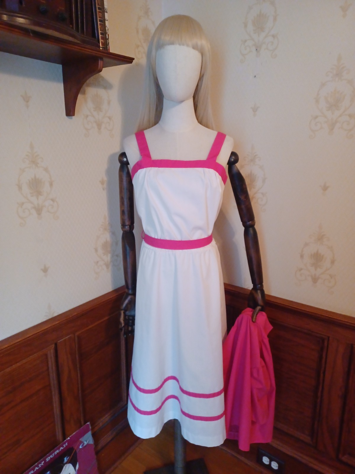Vintage 1980s Pink/White Two Piece New Wave Sun Dress by Kristine Michaels Ltd.
