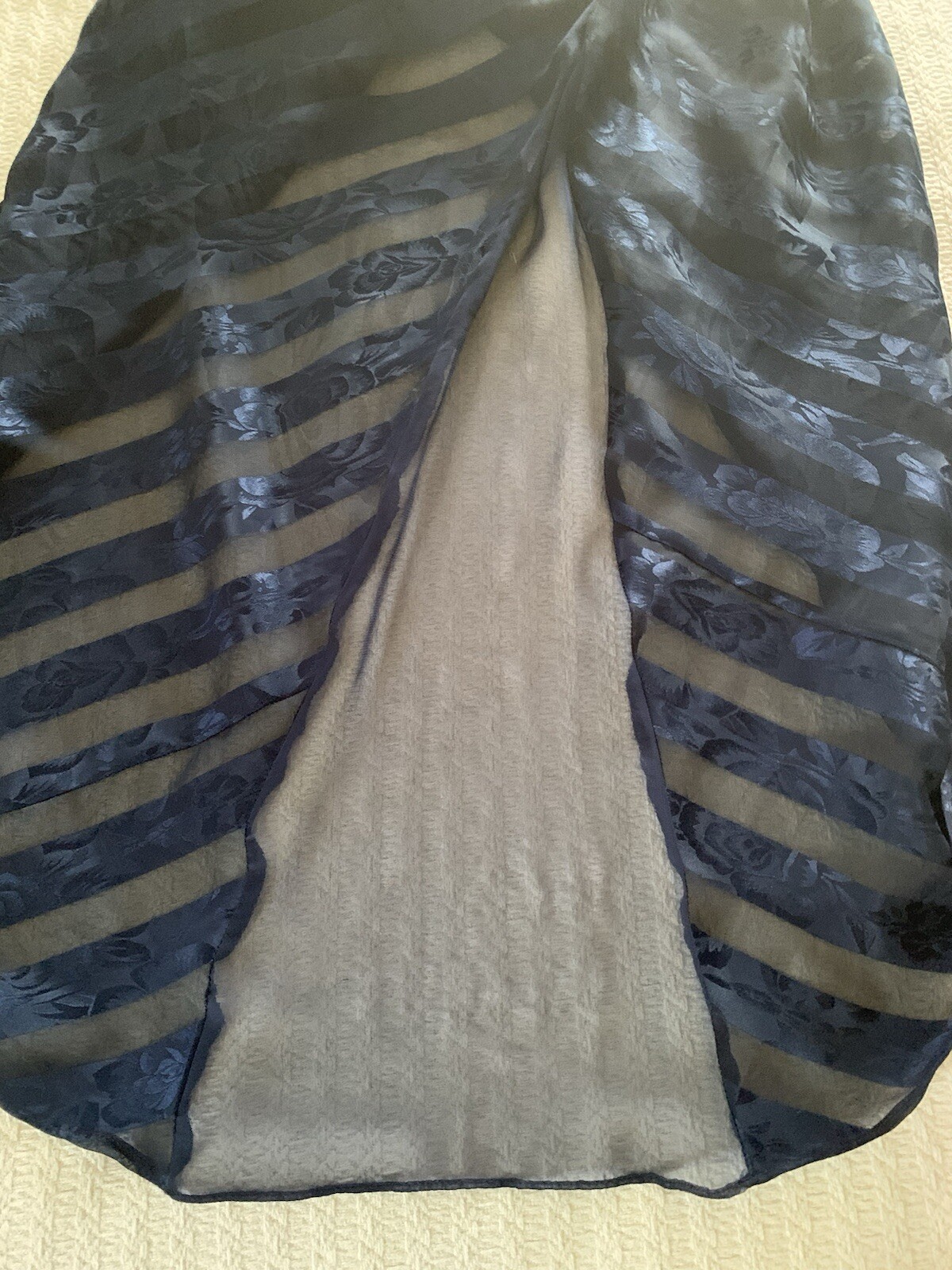 Vintage 80s Victorias Secret Gold Label Sheer Silk Maxi Slip Dress Backless Glam
