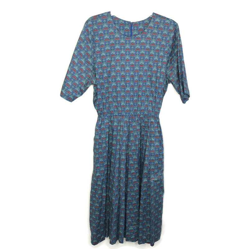 Vintage J. Jill LTD. Women’s Blue Floral Short Sleeve Dress size XL ADK