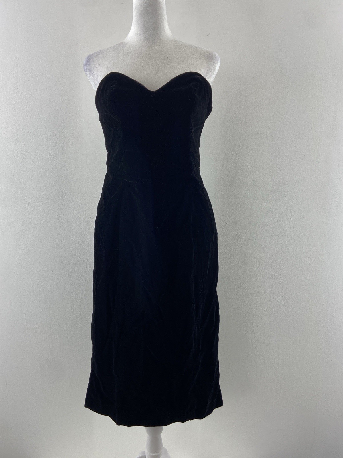 Vintage 80’s Karen Lucas For Niki Black Velvet Bustier Strapless Dress Size XS