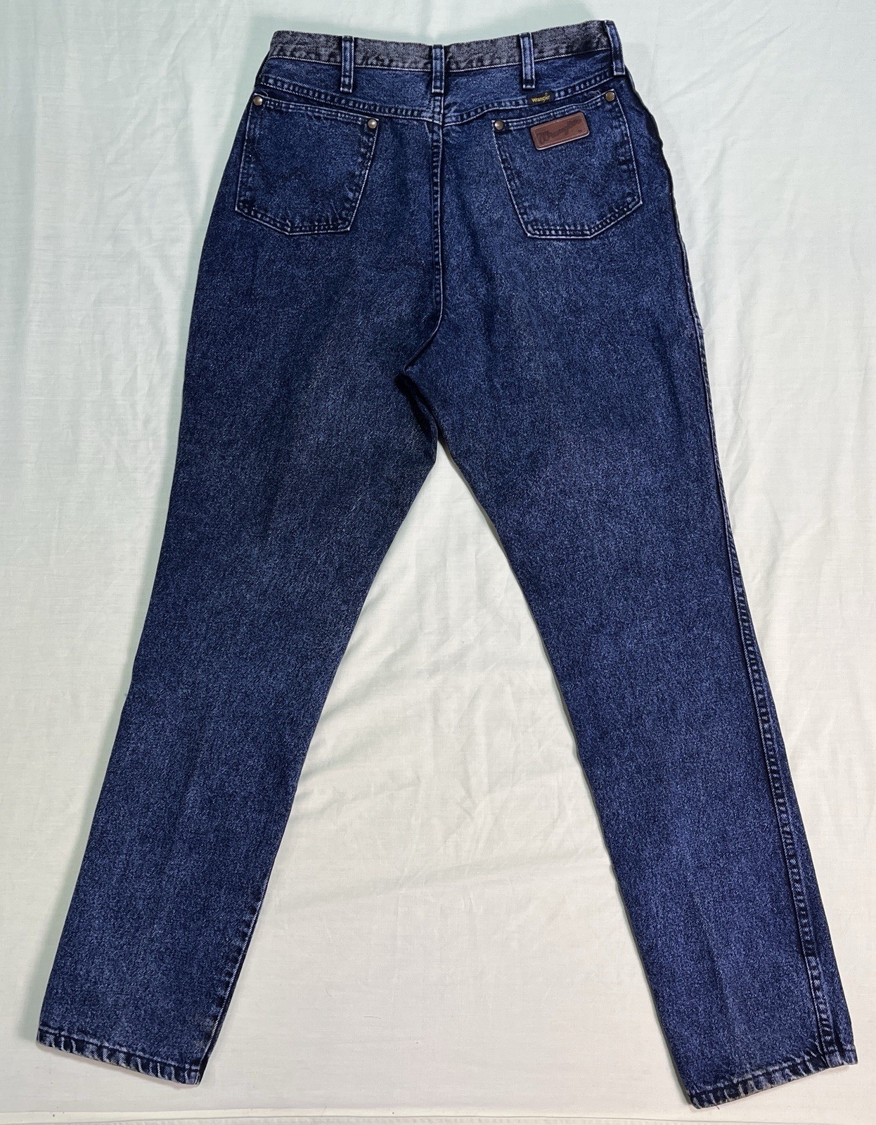 VTG Wrangler 80s Very High Rise 2-Tone Blue Black 32×33 Women’s Jeans USA Made