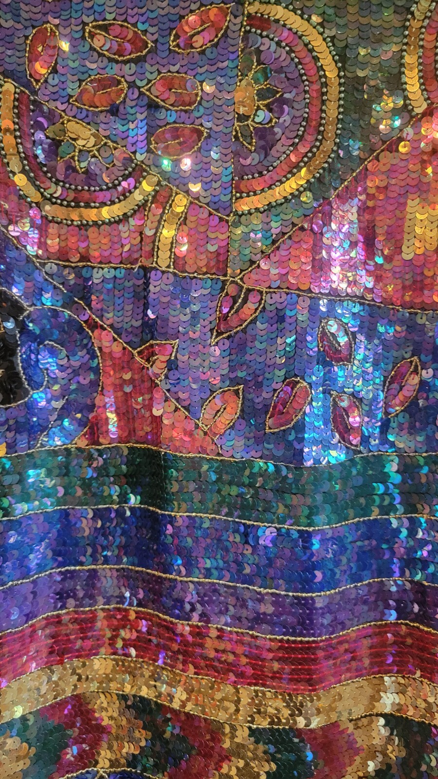 Vintage Jean Joseph Le Bon Stunning Glamorous Multicolor Shirt Sequin Tunic M