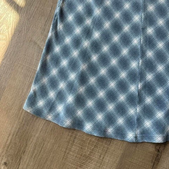 Vintage 90s Plaid Tunic Women’s Size Large Blue Sleeveless Preppy Mixed Blues