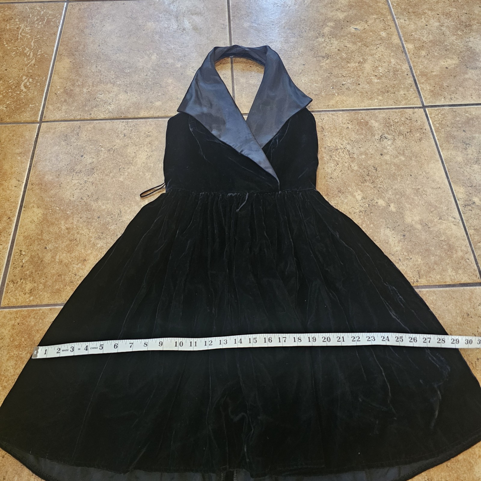 Vintage Susan Roselli Dress Black Velvet Vijack Fit Flare Rayon USA Made