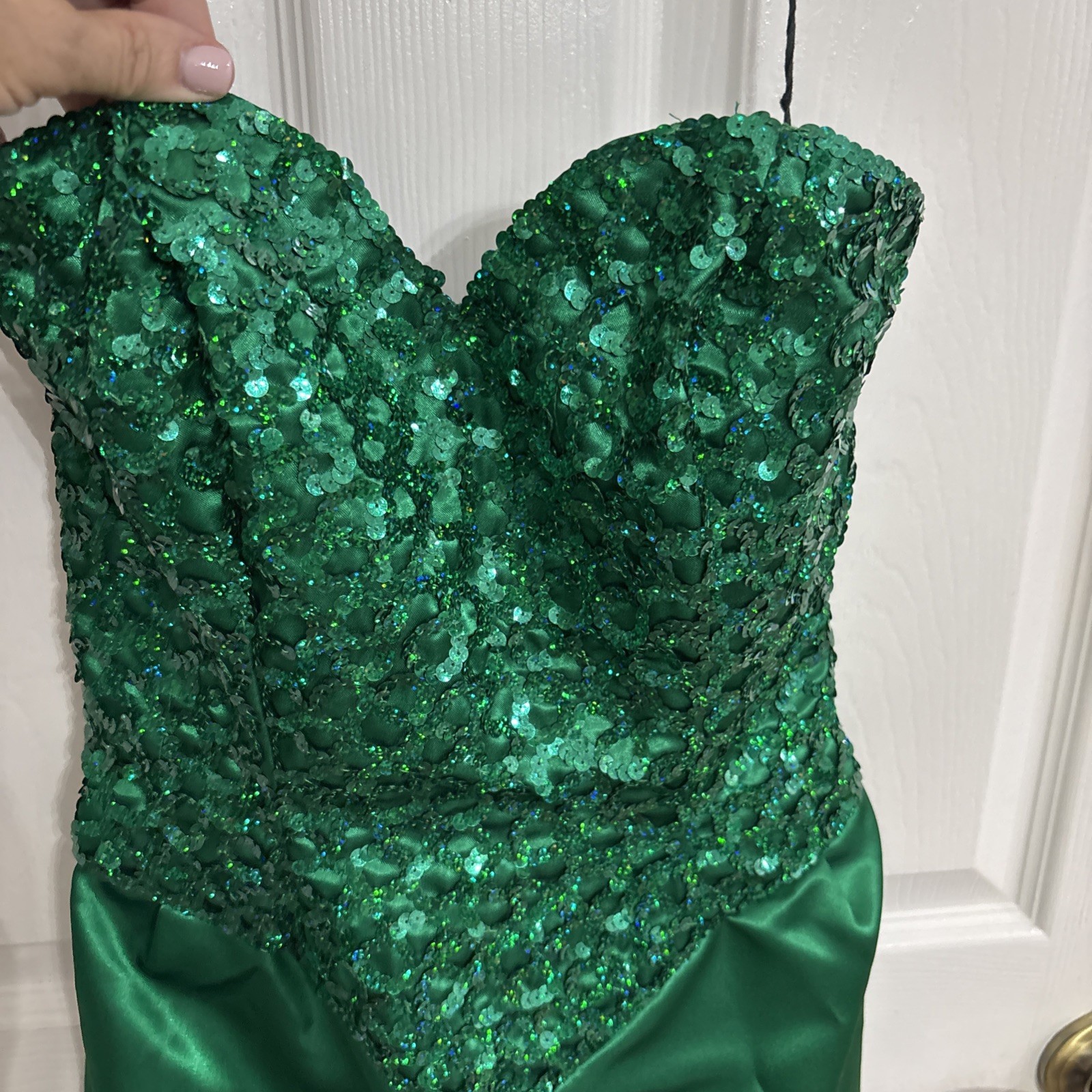 Stunning Vintage 1980s Mike Benet Formals Strapless Evening Gown – Emerald Green