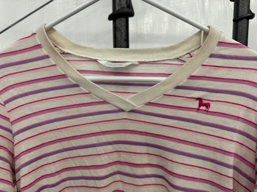 Vintage Sabrina Made Expressly for Mervyn’s Striped V-Neck T-Shirt Embroidered