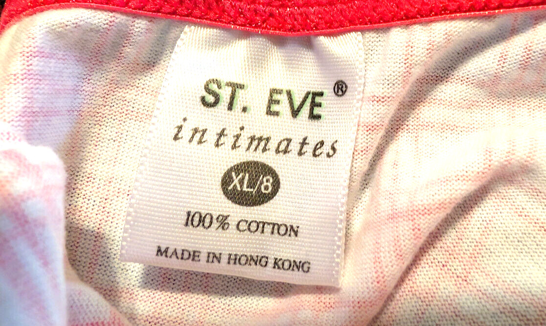 Vintage Y2K St Eve Intimates XL Panty Hong Kong Hot Pink/White Brief Cotton New