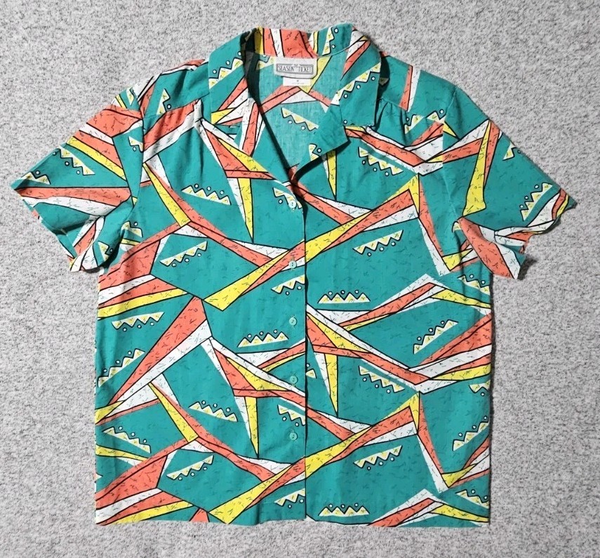Vintage 90’s – The Season Ticket – Geometric Retro Women’s Size M Button Up USA