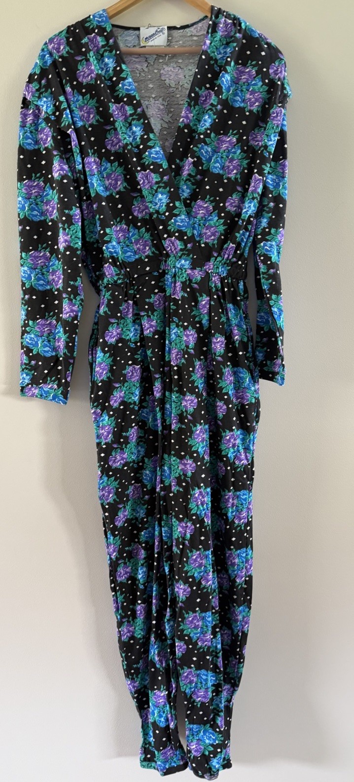 vintage floral jumpsuit 80s Mooncraft made in USA w/pockets Size medium