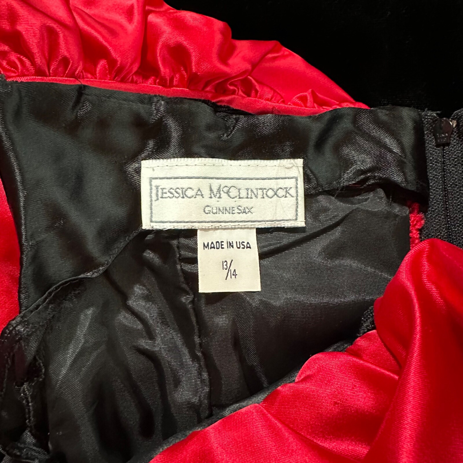 Vintage 80s Jessica McClintock Vampy Satin & Velvet Mermaid Party Prom Dress M/L