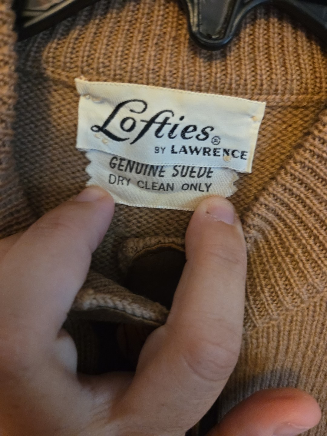 Vintage 1950s 60s LOFTIES Sweater Suede Trim Elbow Patches Cardigan Buttons