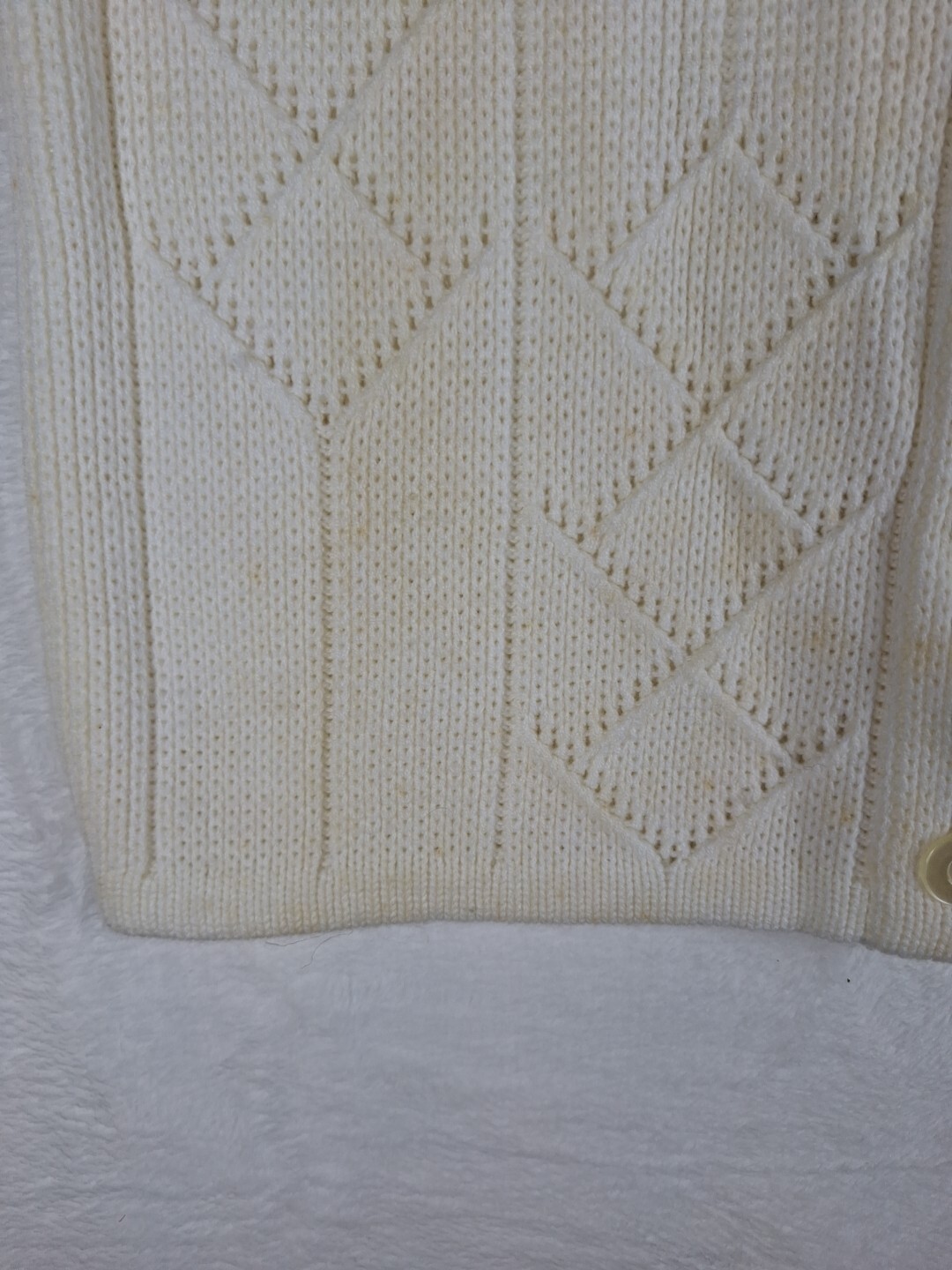 Vintage 60s Sears Womens Cardigan Button Up Sweater Knit Acrylic White Size 38