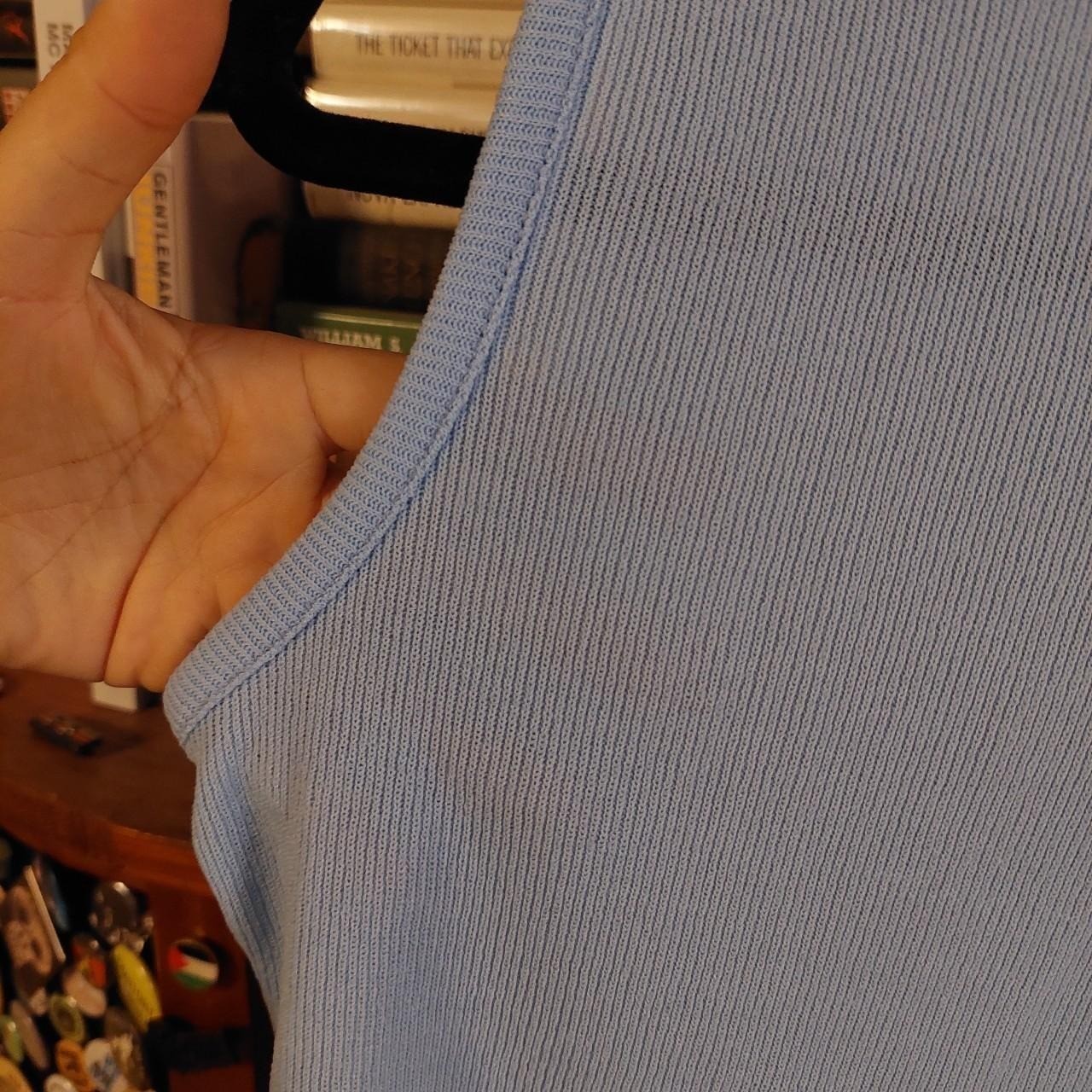 Vintage baby blue high neck zip back top.