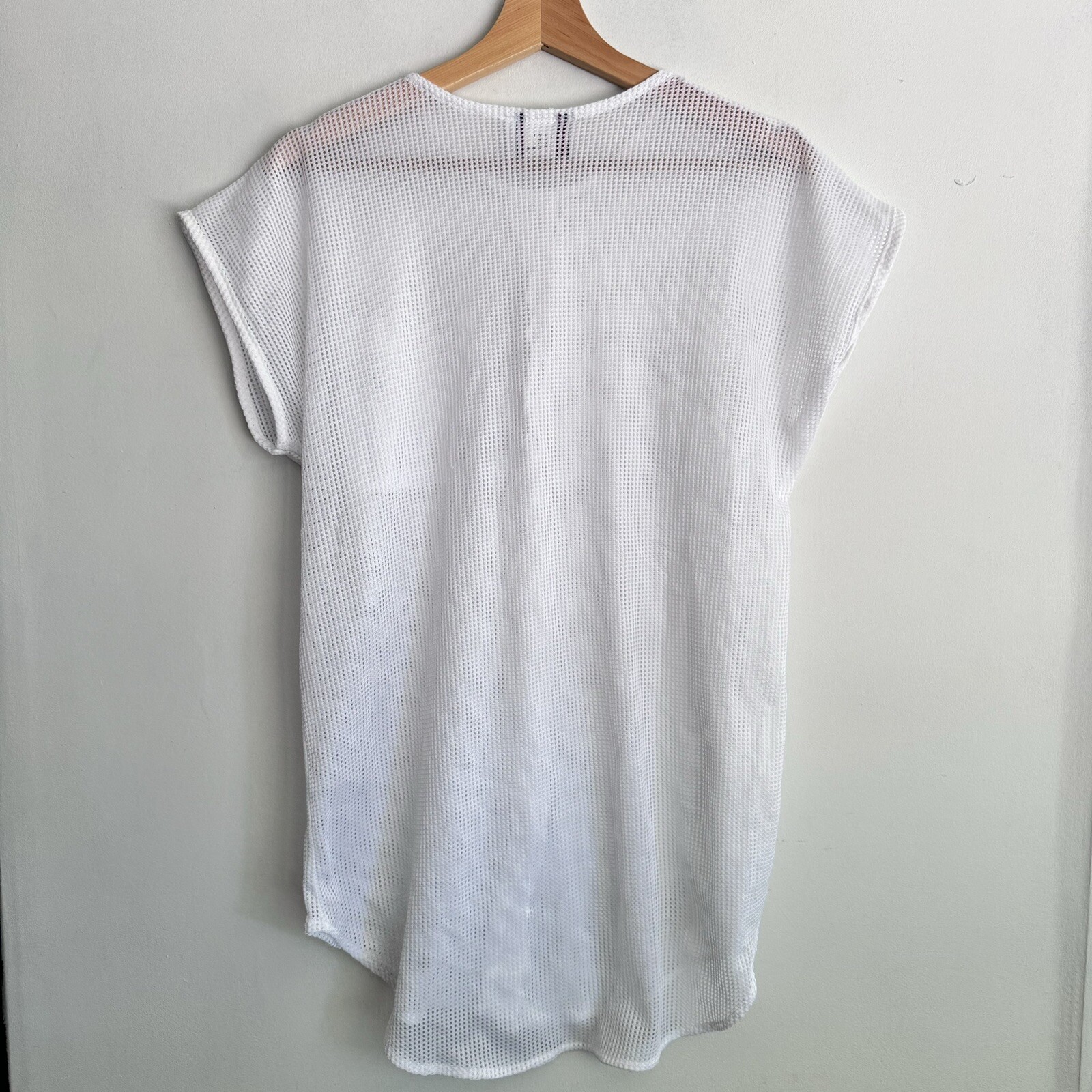 Vintage 80s/90s Cover Zone USA White Mesh Beach Pool Coverup Size S Cruise Wear