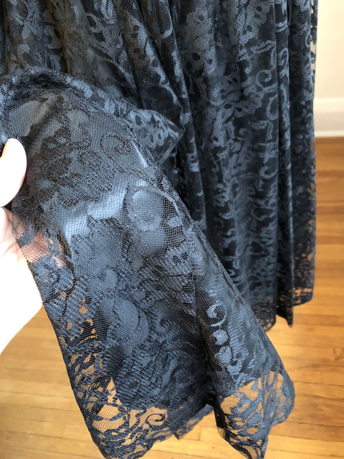 STUNNING VTG JACKIE BERNARD For EKLEKTIC Black Velvet & Lace Dress SZ 4