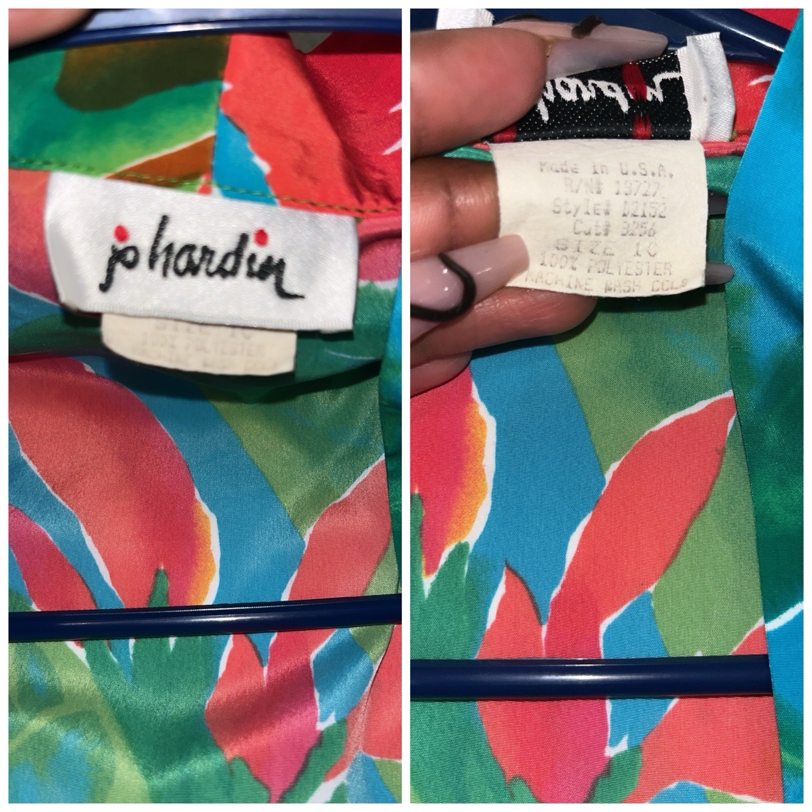 Vintage 80s Jo Hardin Colorful Floral Duster