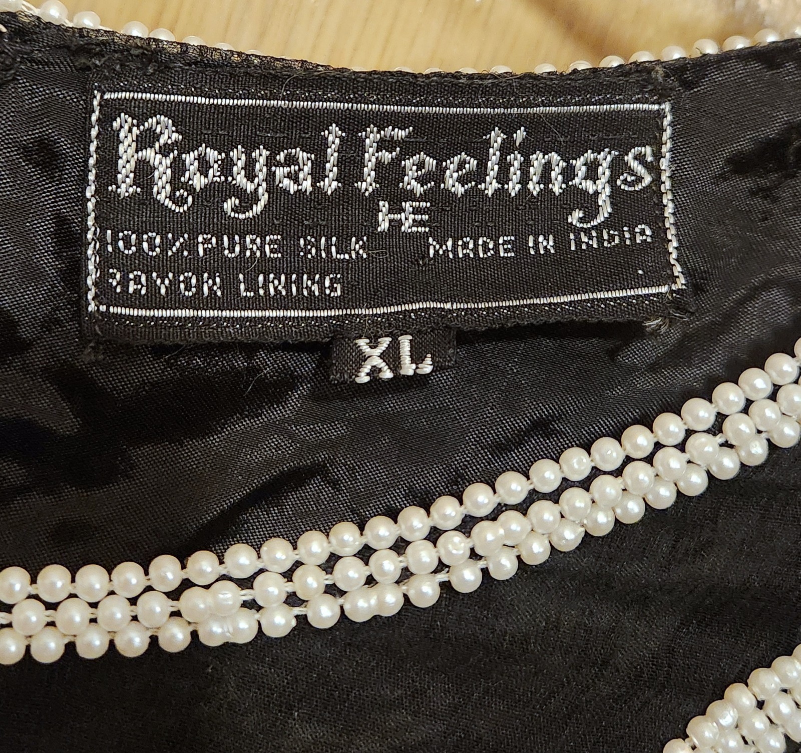 Vintage Royal Feelings Silk Blouse Womens XL Beaded Sequins Floral Design Top