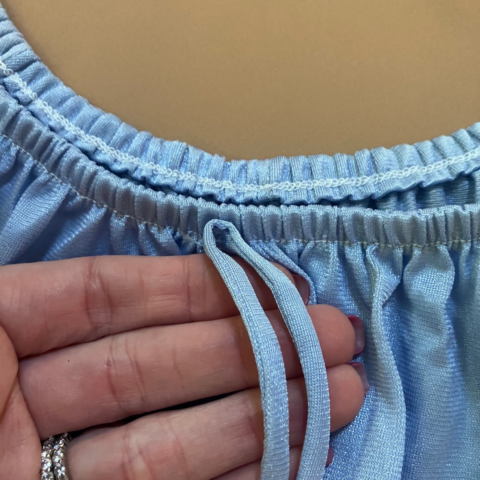 Vintage New Nightgown Blue One Size Fits All Nylon Short Sleeve Dress