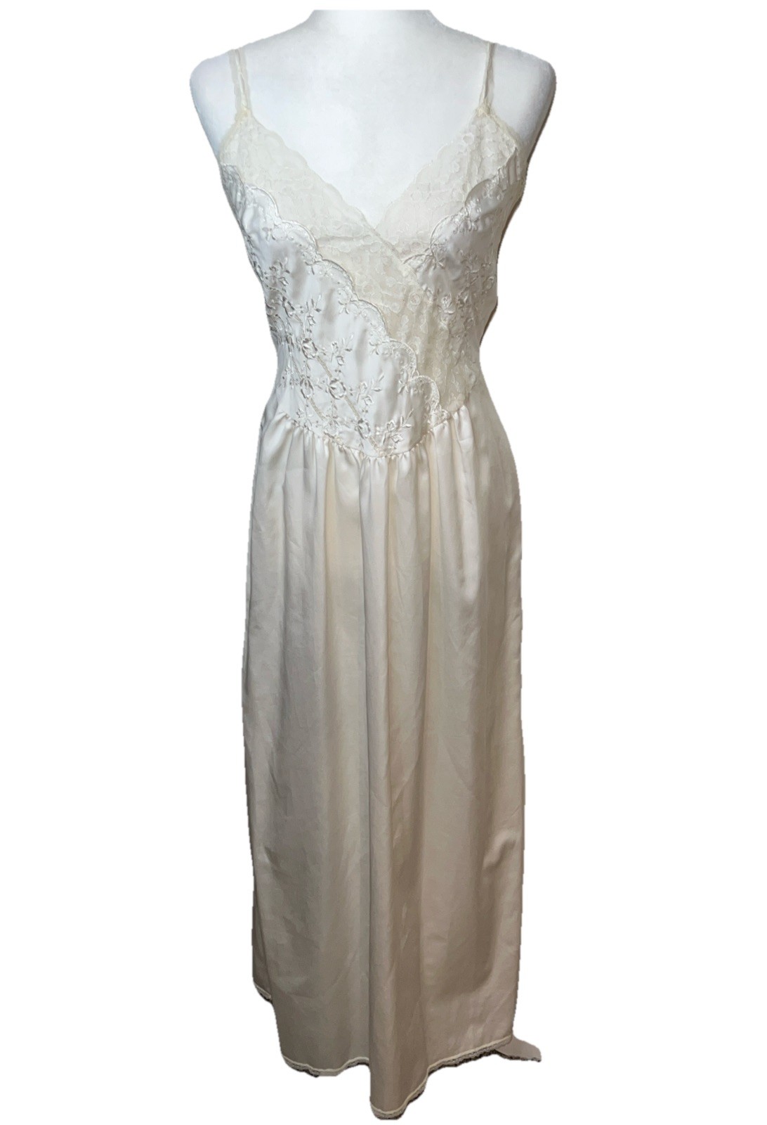Vintage Union Made 1970s-80’S Victorias Secret Bridal Lace Maxi Slip Dress M