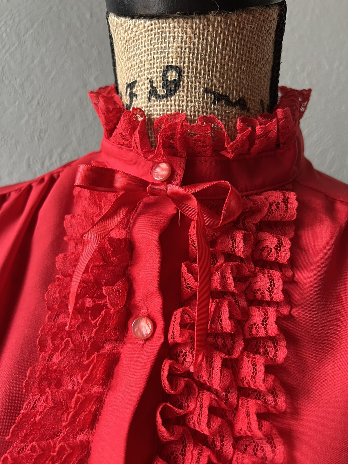 1970s Vintage Lipstick Red Ruffled 1980s 70s 80s Retro Dolly M Geek Secretary