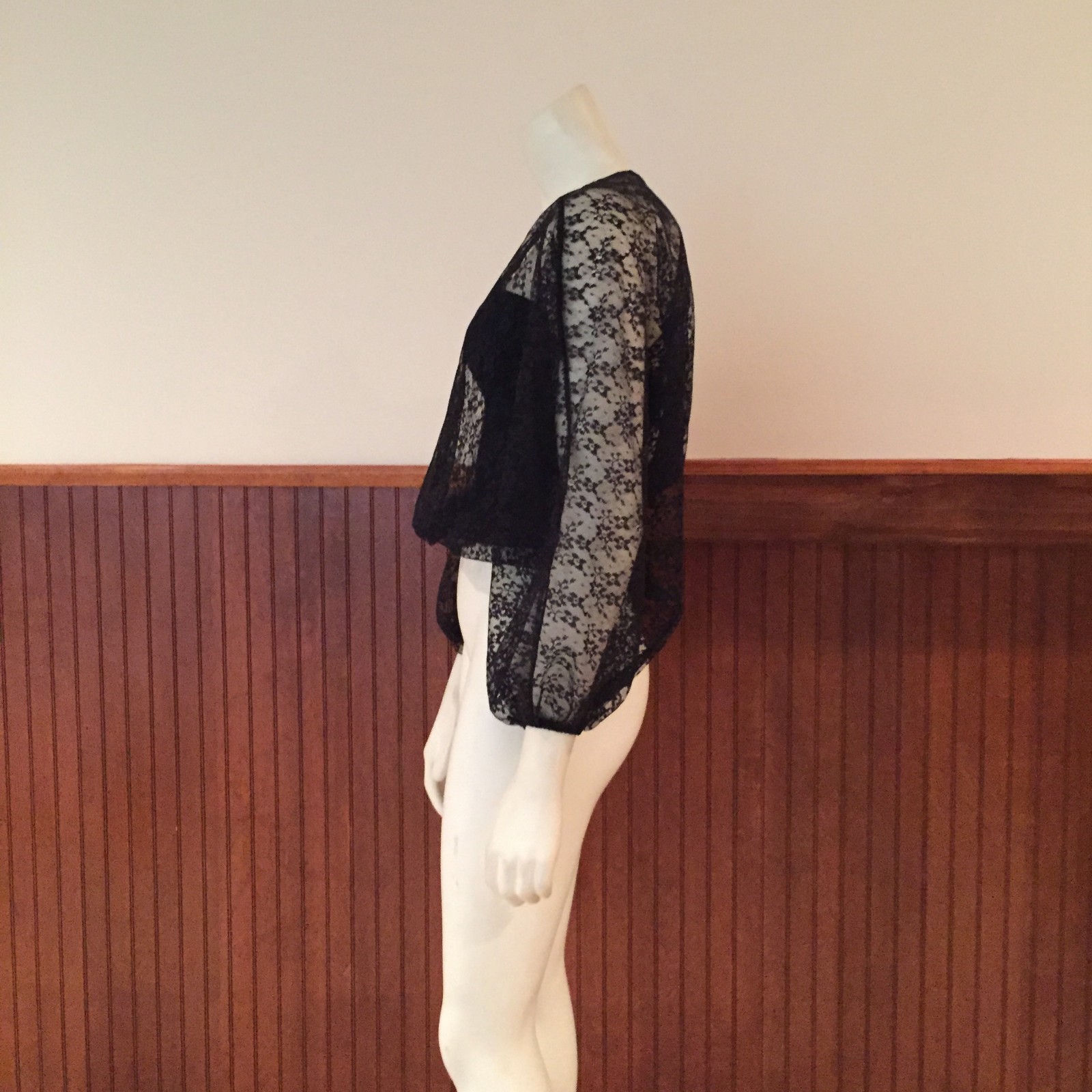 Black Lace Top and Strapless Top with Ruching – Size: Small (estimated)