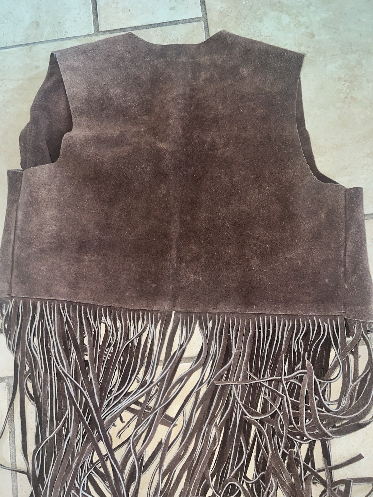 Vintage 1970s Suede Fringe Vest Dark Brown Western Hippie Size Medium