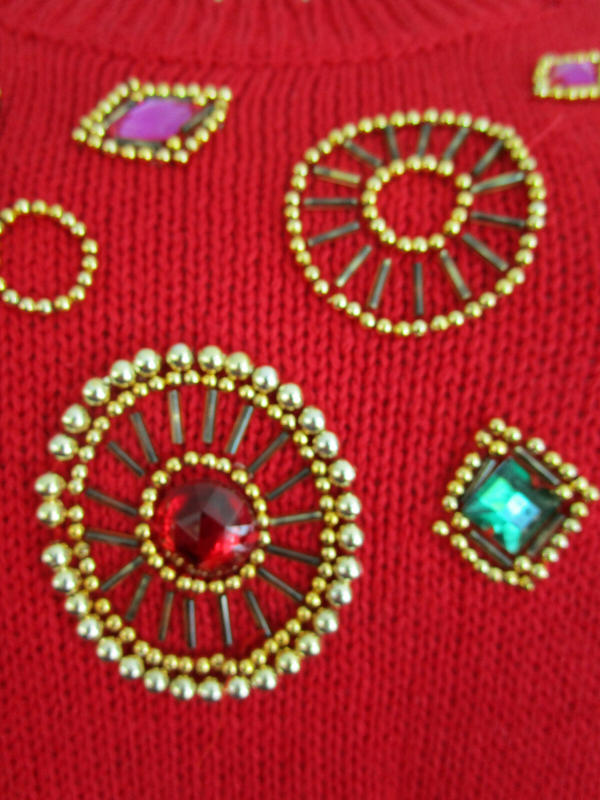 Vtg 80s Joule Jewel Embellished Ugly Christmas Party Beverly Goldberg Sweater M