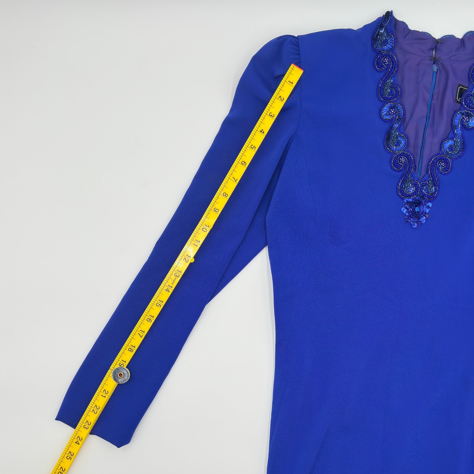 Vintage CH by Carolina Herrera Royal Blue Beaded Cocktail Dress – Size 12