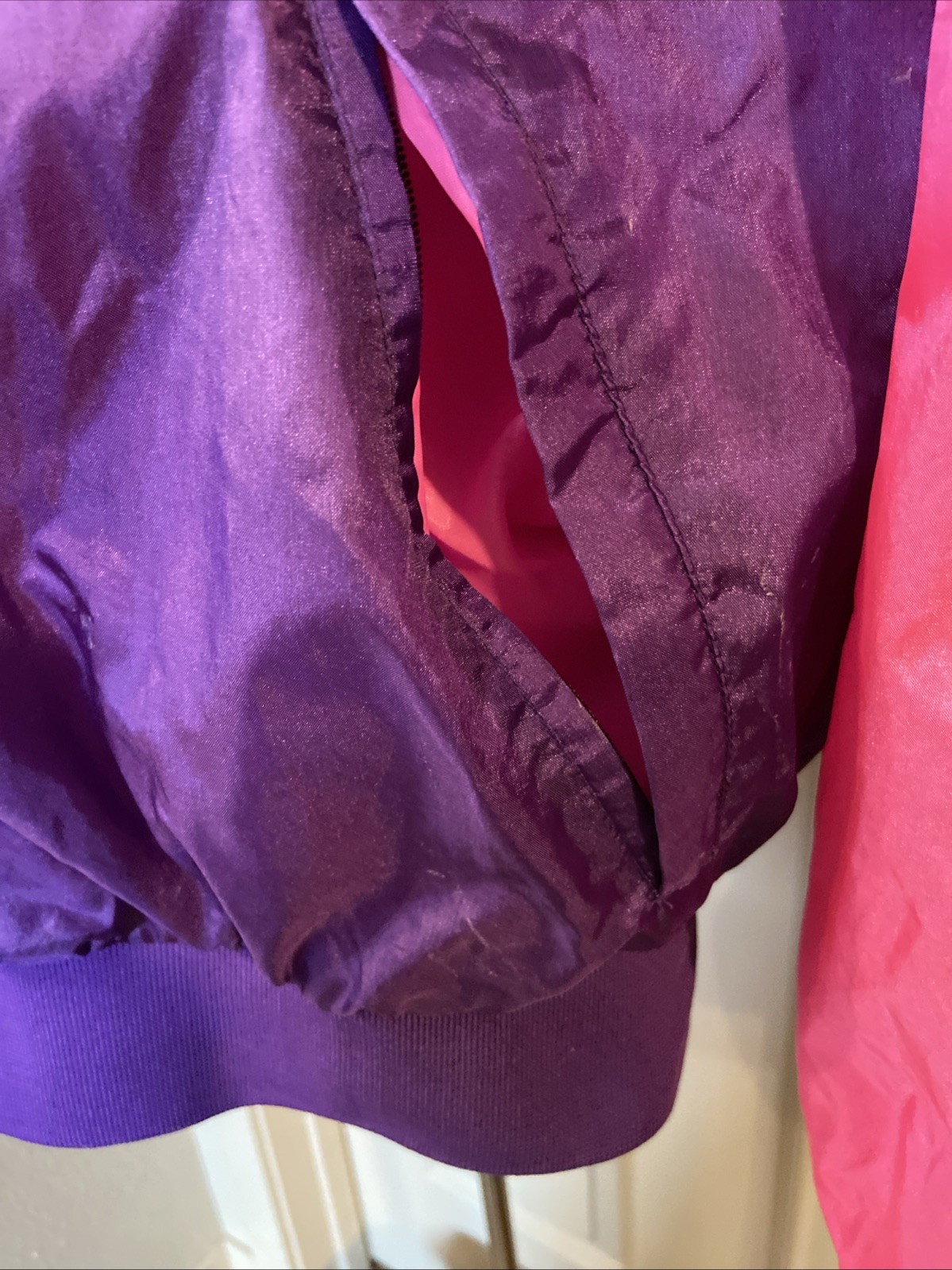 JACKET vintage 1980s 1990s colorblock windbreaker women sz S pink purple green