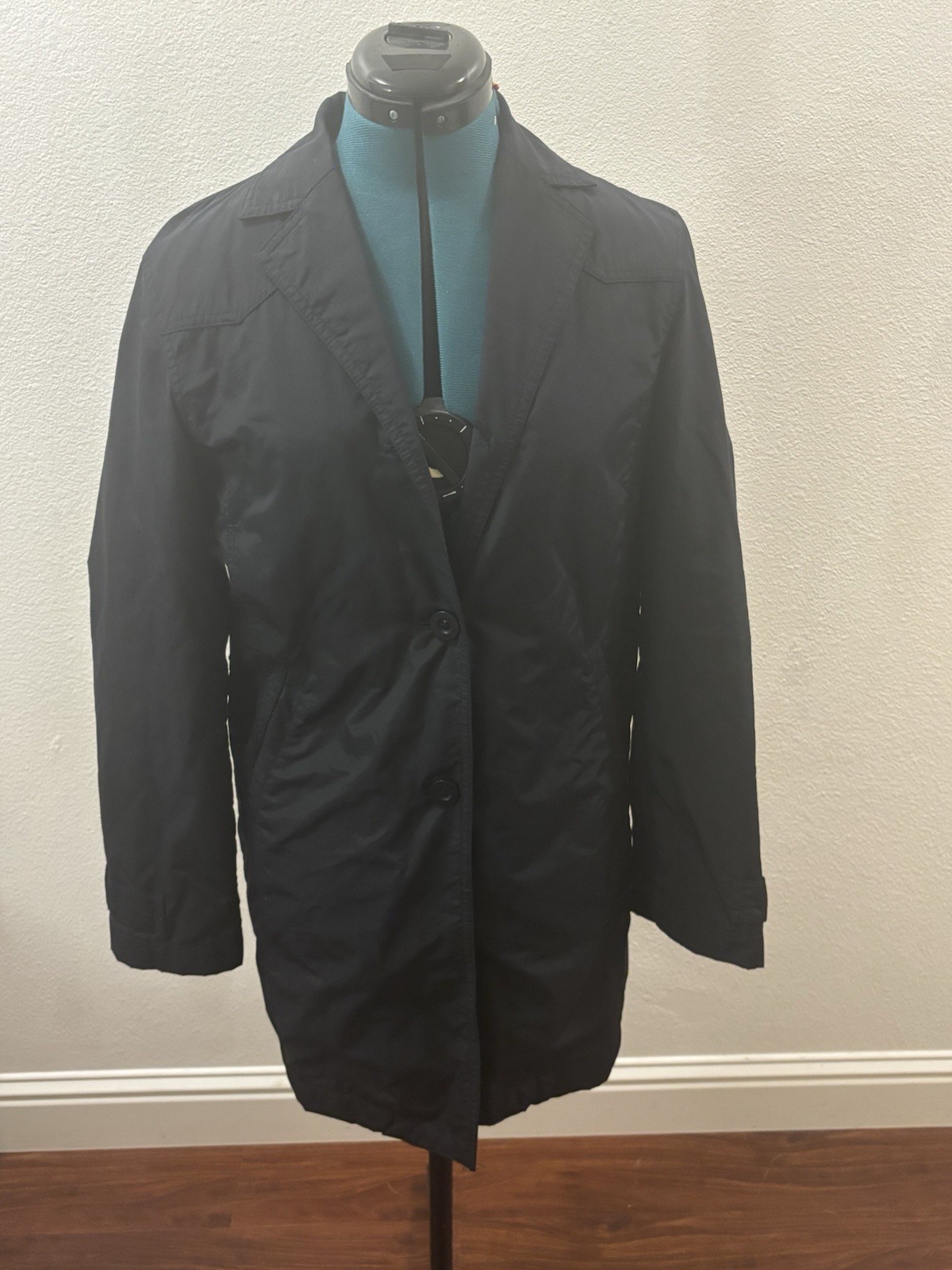 Vintage Esprit 68 Black Nylon Coat Jacket Button Front USA Made 80s/90s