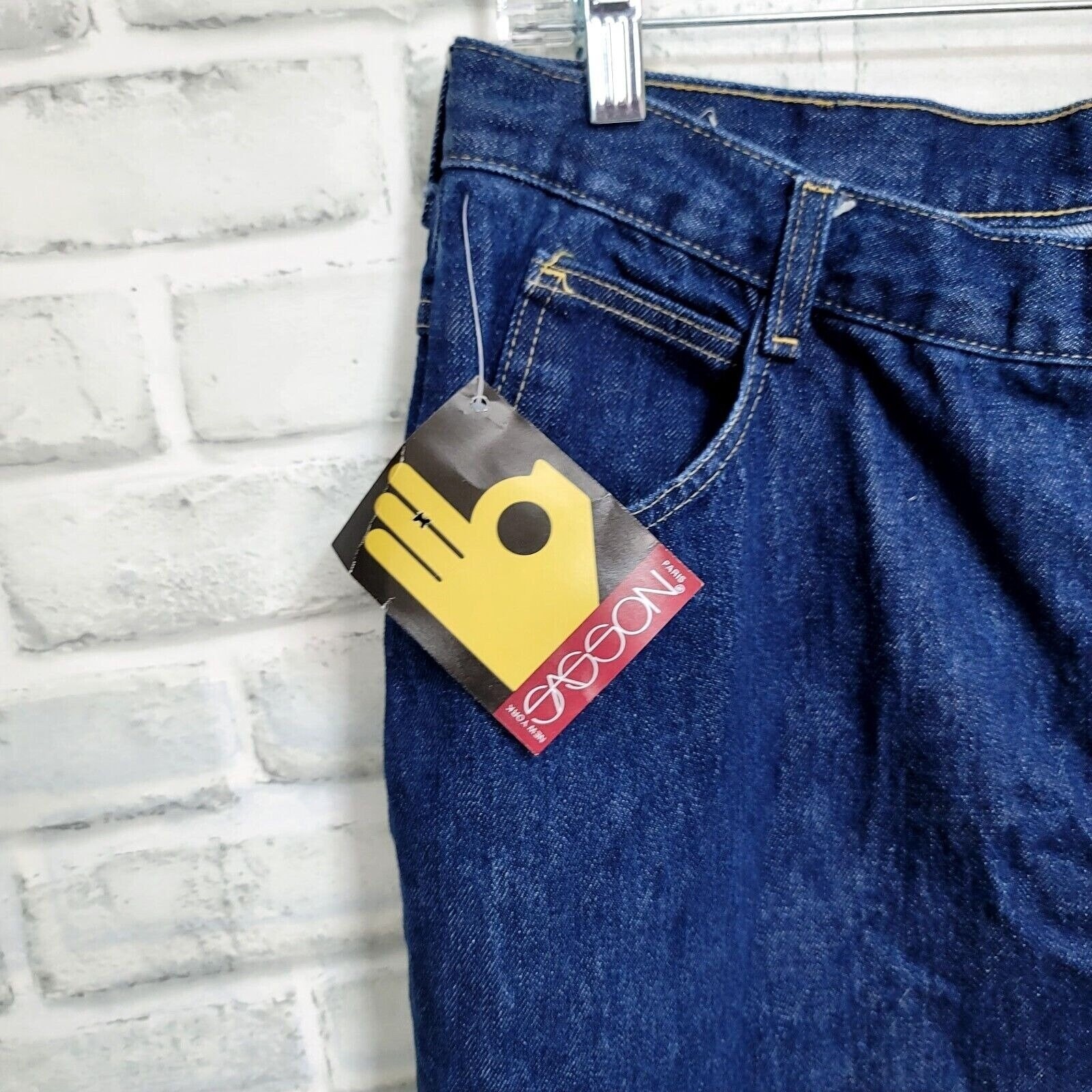 Vintage Sasson High Waisted Tapered Ankle Zip Jeans Dark Wash Denim Size 36 NOS