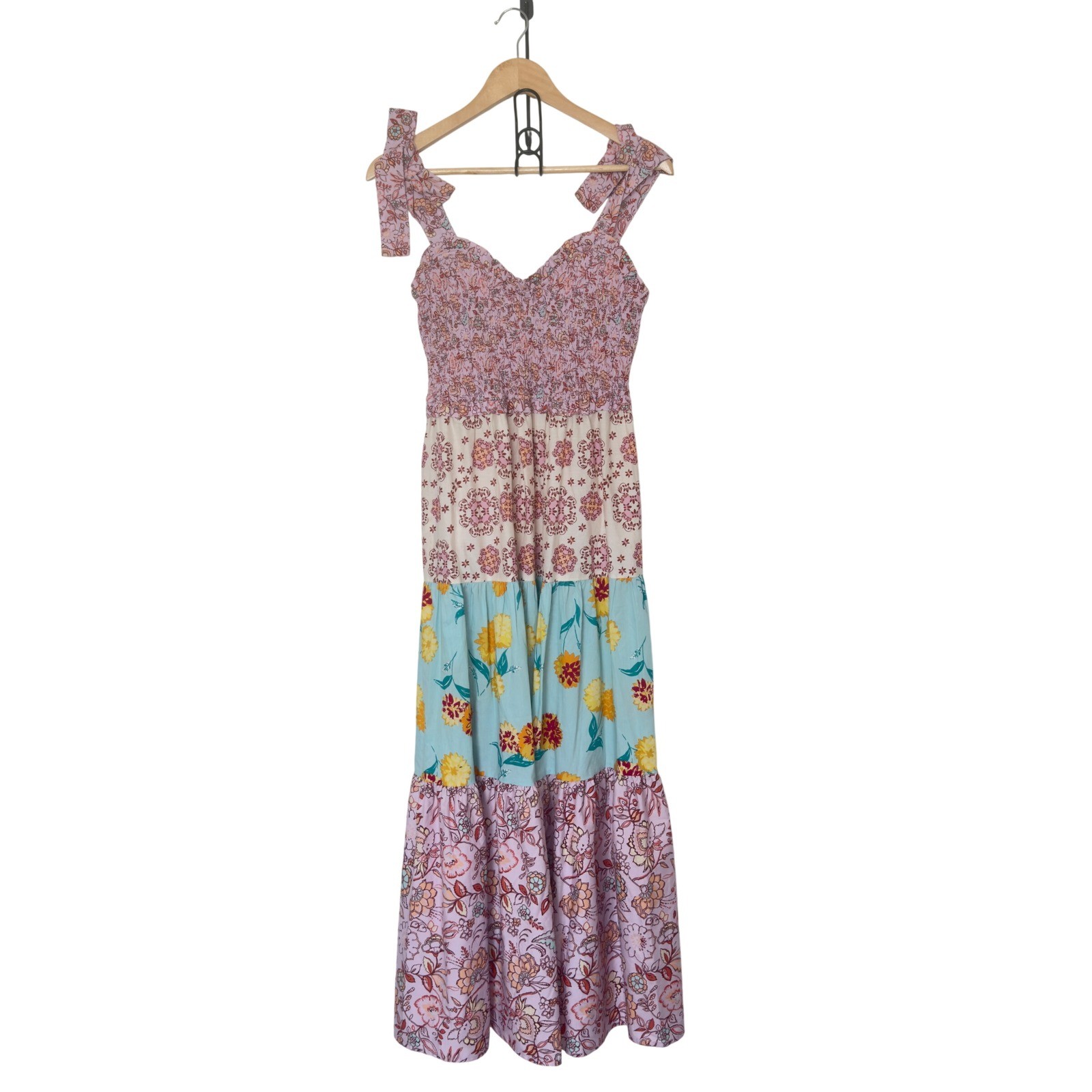 Nanette Lenore Medium Floral Patchwork Cottagecore Prairie Chic Hippie Dress