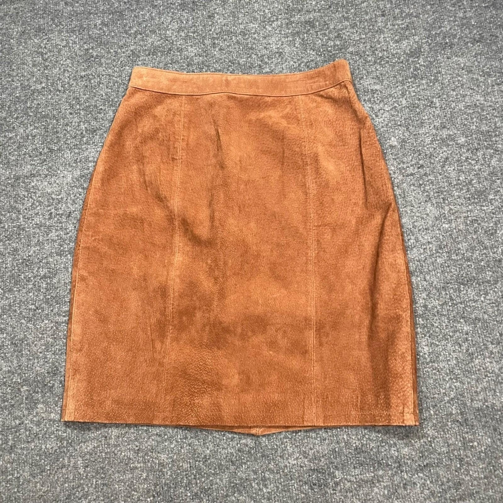 Vintage Suede Pencil Skirt Womens Size 26 Brown A Line Lined Y2K 90’s Western
