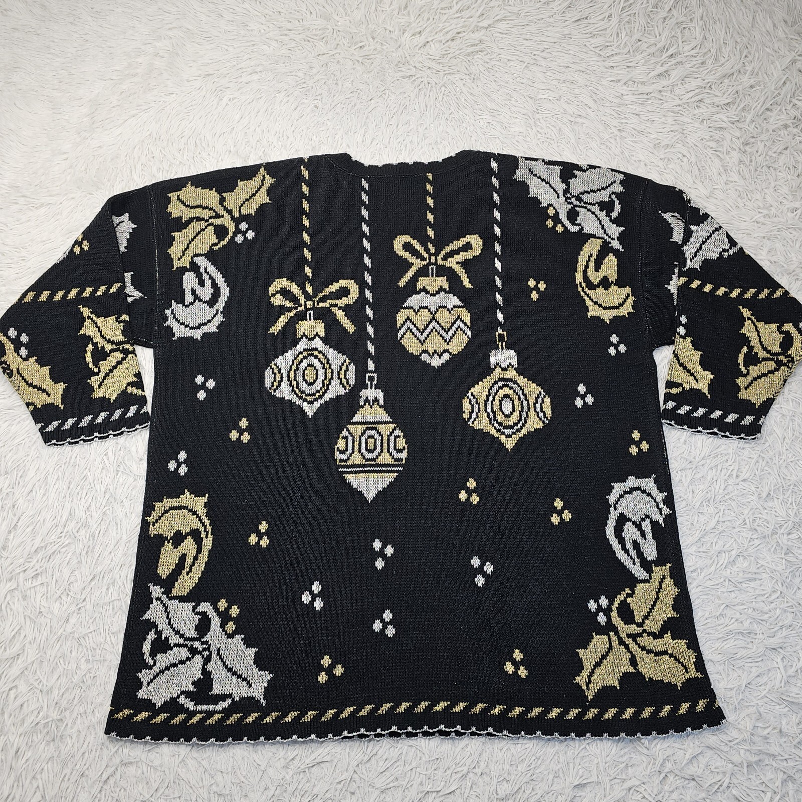 Vintage Holiday Time Women’s Size 22W Black Metallic Ornament Christmas Sweater