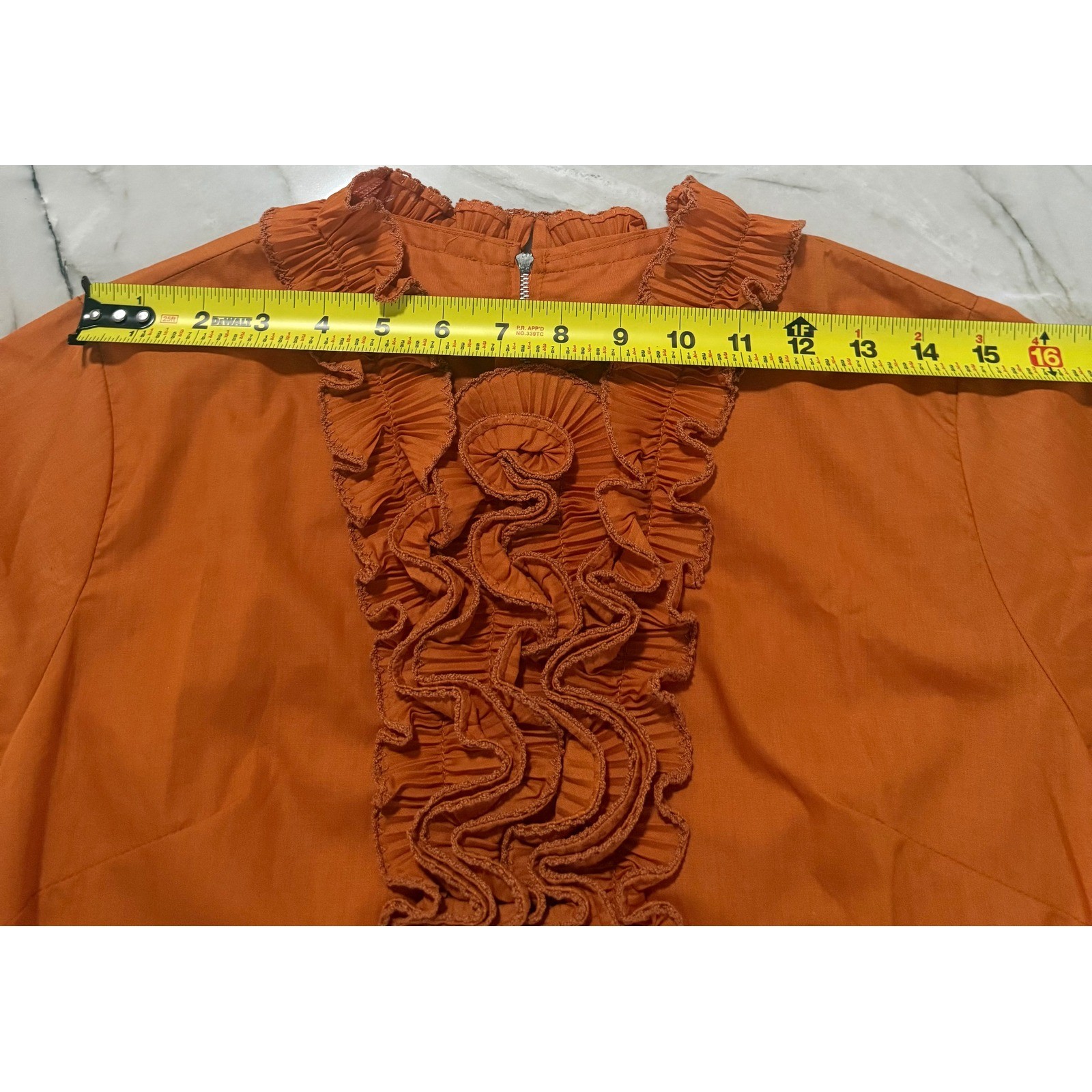 Vintage 70s H Bar C California Ranchwear Rust Tuxedo Ruffle Western Shirt Sz 32