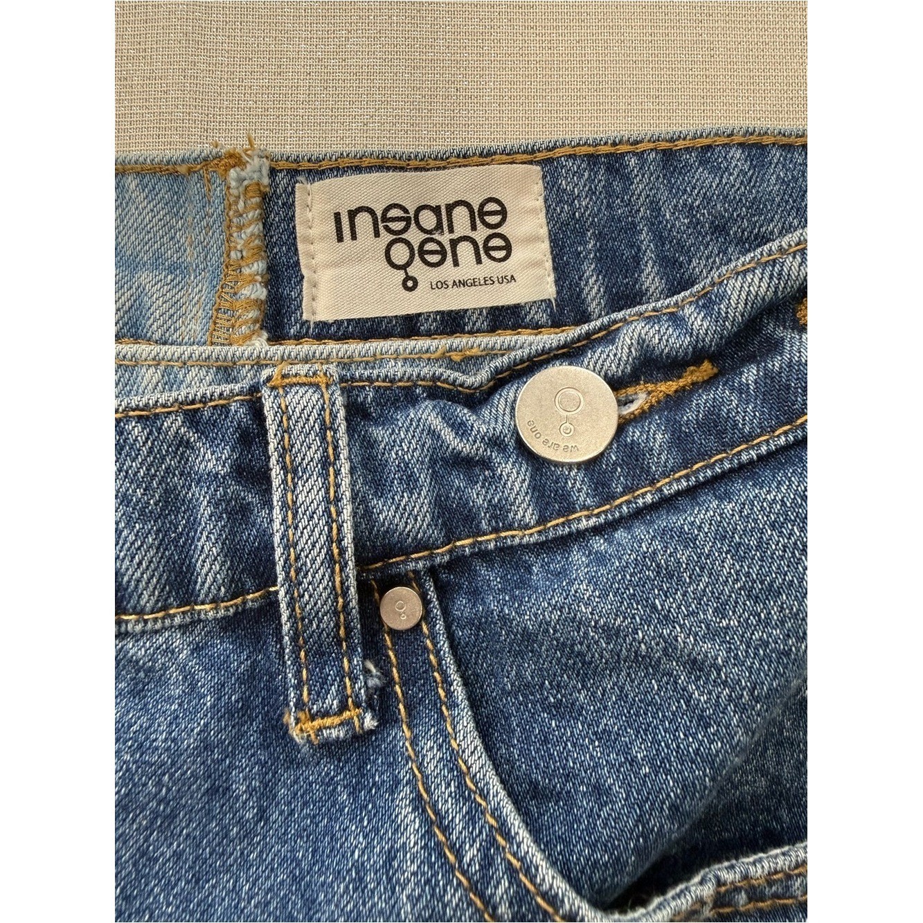 Insane Gene Two-Tone Denim Wide Leg Jeans – Blue Womens Size 26 / 5 90s Y2K